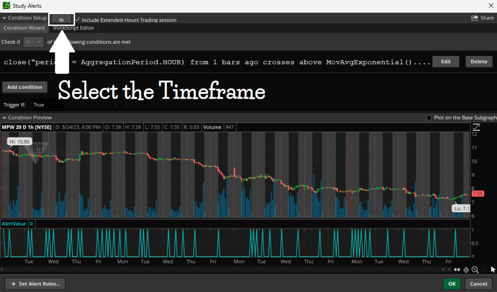 Select the Chart Timeframe